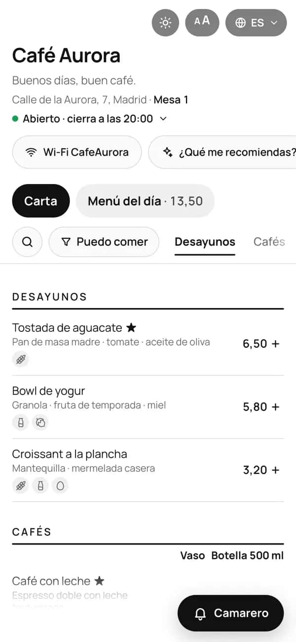 Carta de ejemplo con la estructura Clásica