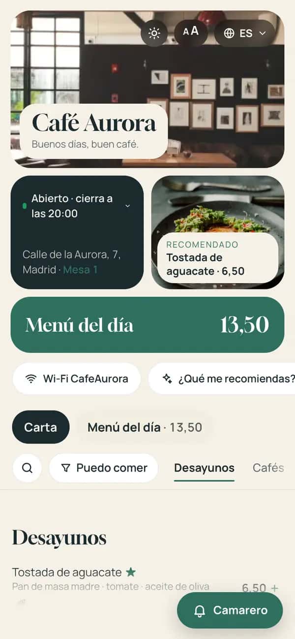 Carta de ejemplo con la estructura Mosaico