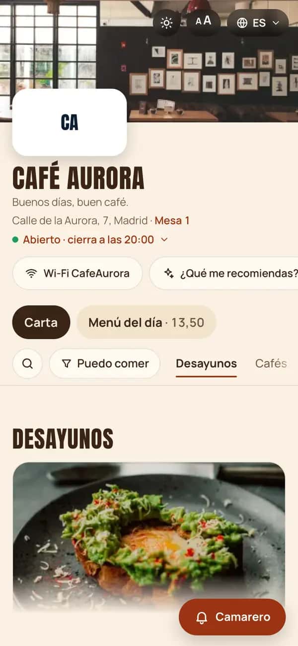 Carta de ejemplo con la estructura Rápida
