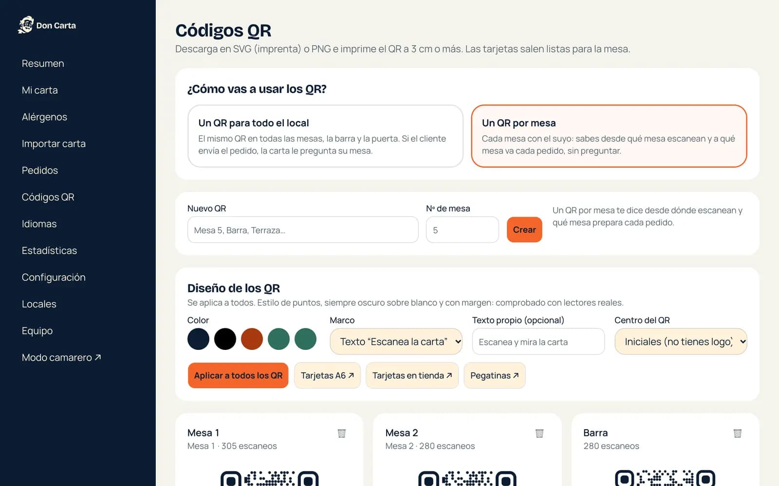 Panel de códigos QR: cómo usarlos, el diseño y los QR del local