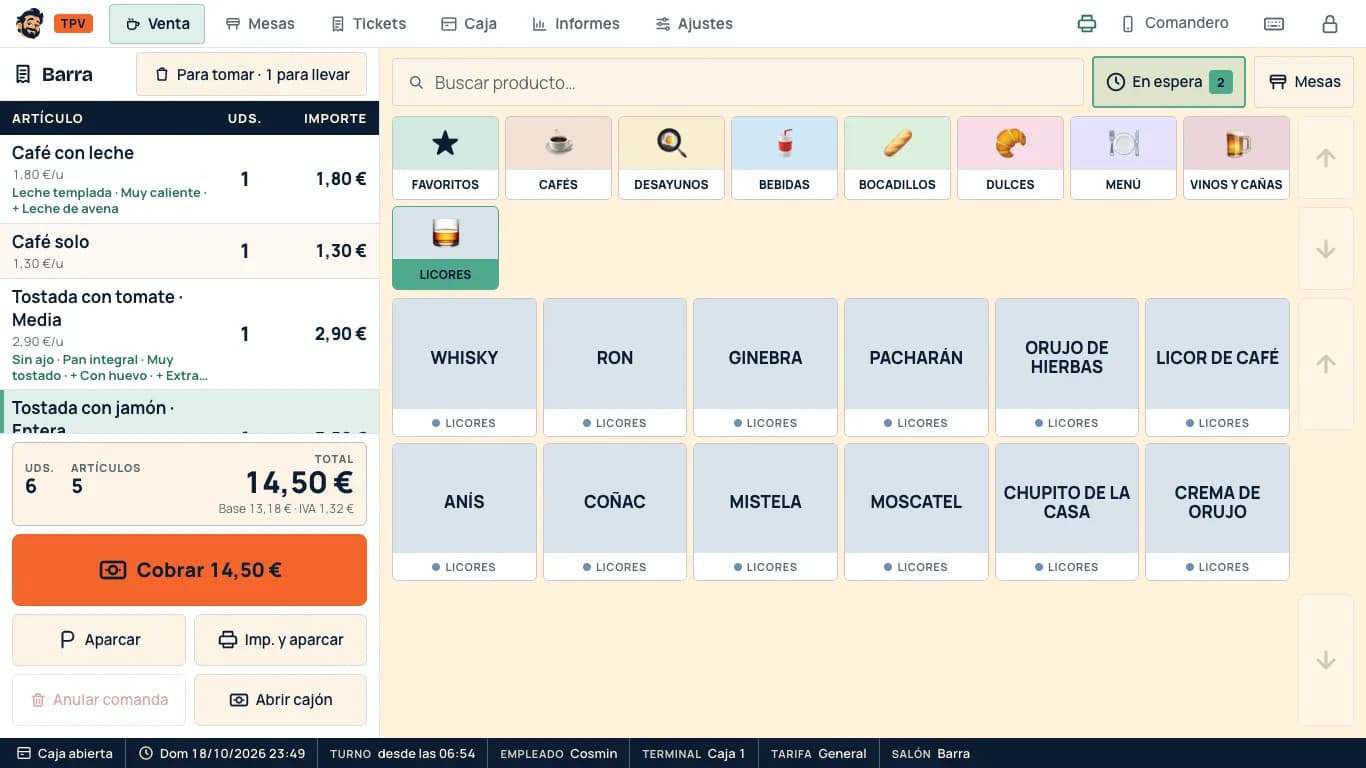 Fichas sin foto: el nombre del producto en grande sobre el color de su familia